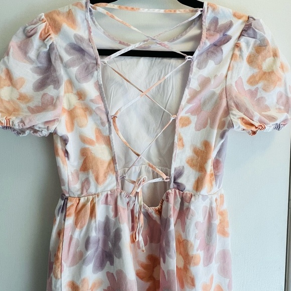 Aritzia Sunday Best Saida Dress White/Poetic Pink Watercolour Floral Print - Picture 5 of 11
